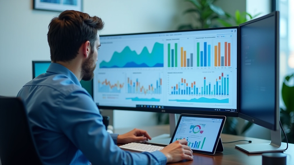 Professional dashboard displaying competitive metrics with multiple data visualization panels
